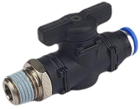 Absperrhahn mit Steck- und Gewindeanschluss - konisch - Steckverbinder -Pneumatikverbinder - Push In (R 3/8 x 12mm)