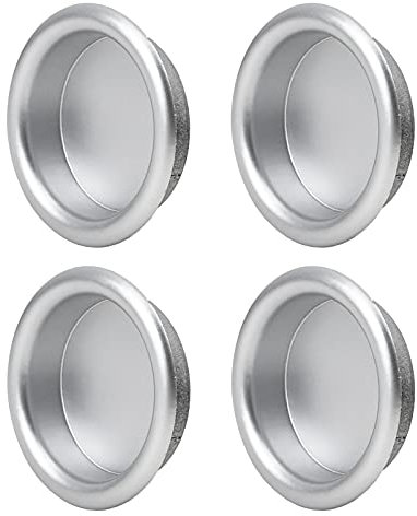 MOROBOR 4 Pack Closet Door Finger Pull, Plastic Round Sliding Pull, Recessed Kitchen Cabinet Handles Pull, Invisible Door Handle, Matte Silver