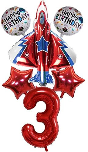 DIWULI Flugzeug Deko 3 Jahre - aufblasbarer Jet Luftballon