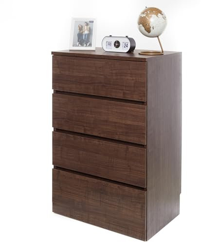 Iris Ohyama, Tischläufer, Buffet, Schlafzimmerschrank, Aufbewahrungsmöbel, Multifunktionskommode, 4 Schiebe-Schubladen, Modern, Robust, Wohnzimmer - Wooden Chest WCH-590- Braun