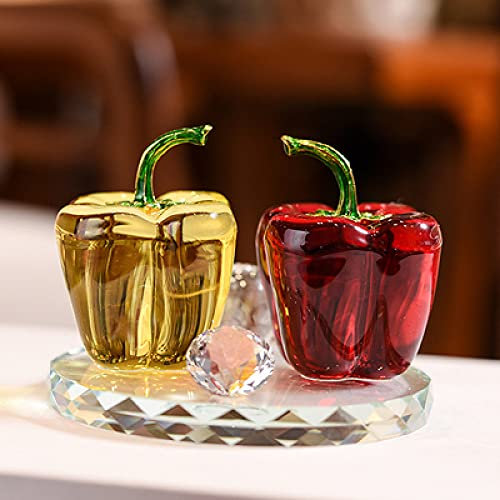 HUANSUN Crystal Chili Figuren Glas Paprika Auto Parfümflasche Glücksbringer für Wohnkultur, gelb