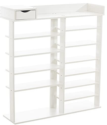 CLP Zapatero Independiente Kristina De Madera MDF I Estantería Moderna De Zapatos I Mueble con Estantes para Zapatos, Color:Blanco