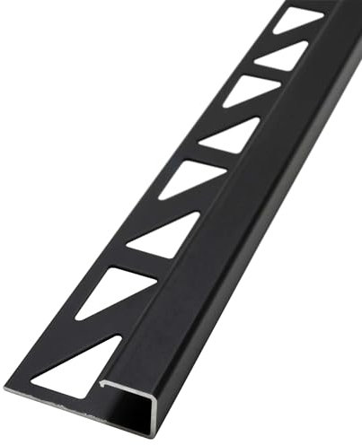 Dalsys 5x Fliesenschiene Eckprofil Quadratprofil 2,5m x 8mm Aluminium (eloxiert) Schwarz, Fliesenprofil