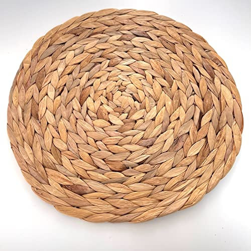 Decor Essentials Real Water Hyacinth Placemat Round 33cm Home Decor Rustic Table Setting Decorations Party Boho Theme Woven Wicker Table Charger Plate Place Mats Natural Real (Natural)