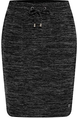 OXMO OXBirga Damen Kurzer Rock Sweatrock Midi mit elastischem Bund und Kordel, Größe:S, Farbe:Dark Grey Melange (200688)