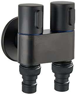 BiaoTeng doppel wasserhahn waschmaschine 1/2 zoll doppel wasserhahn messing-eckventil 1/2 zoll garten wasserhahn doppelt doppelt einer in zwei für den Küchenbalkon,schwarz d