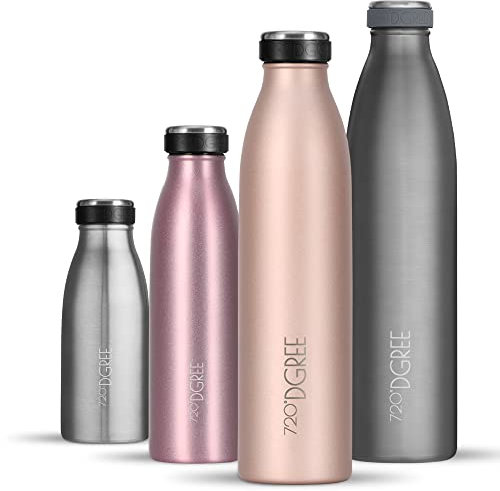720°DGREE Gourde Acier Inoxydable milkybottle – 750ml, Rose | Bouteille Isotherme d'eau | Revêtement Durable Parfaite pour Enfants, Sport, l'ecole | Isolée Qualité supérieure