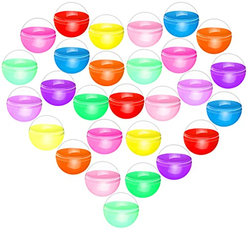 TUANTUAN 100 Pcs Colored Plastic Capsules Half Clear Half Color Round Ball Empty Clear Colored Round Capsules Plastic Containers Surprise for Kids Party Favor Prize.