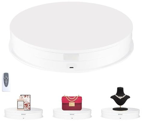 PULUZ Plattenspieler-Präsentationsständer, 29,2 cm, 360 Grad motorisierter, drehbarer Display-Ständer für Fotografie-Produkte und Shows, maximale Traglast 15 kg Videoaufnahmen Requisiten (weiß)