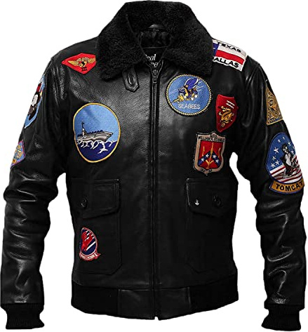 Vintagearc Giacca da uomo in vera pelle con colletto in pelliccia da aviatore bomber G1 - Giacche in pelle bomber USAAF