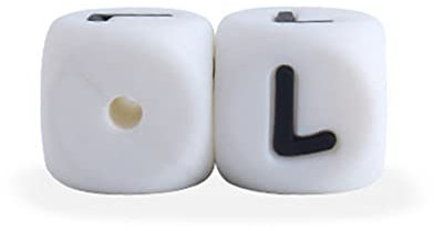 ISAKEN 10 Pcs Perles Lettre Mini Perles Alphabet Silicone Beads, Perles Lettre de l'alphabet en Silicone pour Bracelet à Faire soi-même Perles Cubes Mixtes pour Bracelet DIY Bijoux