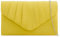 fi9® Pochette da donna in pelle scamosciata tinta unita, plissettata, per matrimoni, feste, balli e serate, Giallo, medium