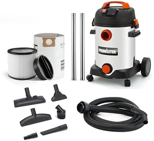 Primaster Nass-Trockensauger Pro 25 SI 1800 W 25 L Edelstahlbehälter Nass-Trockensauge