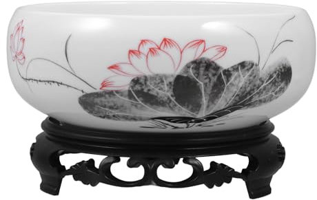 Veemoon 1 Satz Lotus-Topf Aus Blauem Und Weißem Porzellan Aquatischer Pflanzer Asiatischer Pflanzer Fischglas-pflanzgefäß Aus Porzellan Terrarienbehälter Schale Blumen Hydroponik Keramik