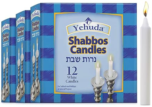 Yehuda 3 Stunden weiße Shabbos (36 Kerzen), traditioneller Shabbat | geruchlos | Notfallkerzen für Notfall-Set