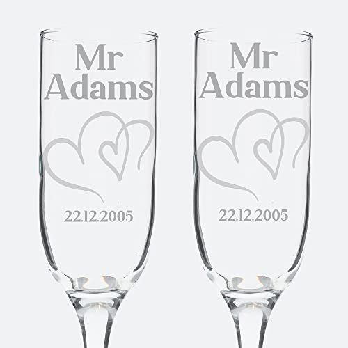 Always Looking Good Personalised Engraved Mr & Mrs Champagne Glasses - Wedding Flutes Set - Newly Married Gift