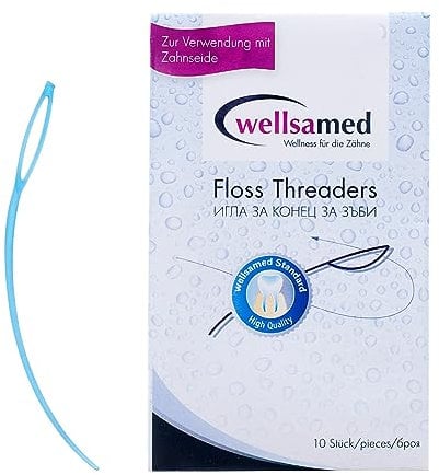 Wellsamed 10 Stück Zahnseide-Einfädler, Floss Threaders Geschmacksneutral, für Zahnspangen und Implantate