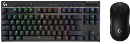 Logitech G PRO X TKL LIGHTSPEED Wireless Gaming Keyboard, Ultra Portable Tenkeyless Design + G PRO X SUPERLIGHT 2 LIGHTSPEED Wireless Gaming Mouse, Lightweight, PC, Mac, QWERTY UK English Layout,Black