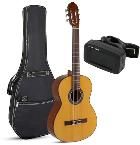 Konzertgitarre 3/4 mit Tasche und Tuner, für die Musikschule, Starter Set