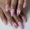 VEBONNY Vebonny-SA156 Faux ongles en forme de ballerine rose avec nœud papillon 3S Rose à coller sur des ongles artificiels en forme de fraise