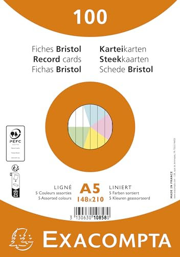 Exacompta, 5346123D, Lernboxen zum Vokabellernen auf Karten, BunnyBox, Aquarel, Coral/Crystal, 900 Karten Im Format A7, 25 x 13,3 x 8,5 cm, 8er-Box