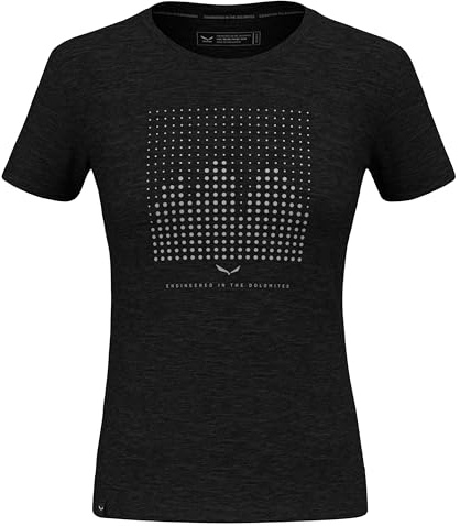 Salewa Damen Eagle Dotted Mtn Am W T-Shirts, Black Out, M EU