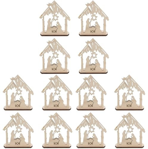 Alipis 12 STK Leuchter Hölzern Für Paddleboard Jesus Kerzenhalter Krippen Teelicht Tassen Schreibtischdekoration Dekorativer Kerzenhalter Für Den Tisch Einfach Kerzenbecher