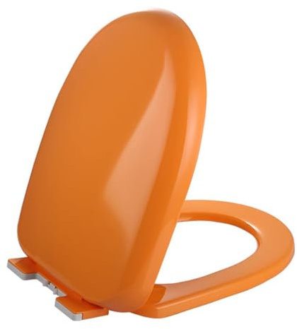 Dazzluxe Sicherer PP-Toilettensitz, U-Förmige Toilettensitze Mit Soft-Close-Deckel, Schnellverschlussscharnier, Leiser Nicht Zuschlagender Toilettendeckel, Tragfähigkeit 180 Kg,Orange
