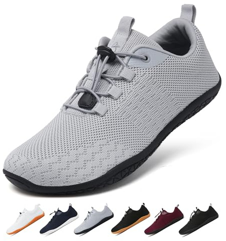 Geweo Barefoot Shoes Femme Homme Ete Confort Chaussure Minimalistes avec Pieds Larges Légères Chaussures Pieds Nus Respirantes Barefoot et Chaussure de Marche avec Semelle Zéro Drop Unisex Gris 40EU