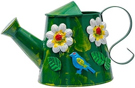 Regadera De Metal De 3L, Cubo De Hierro, Lata De Riego, Cubo De Riego para Jardín, Regadera De Aspersor para Decoración Vintage Al Aire Libre,Verde