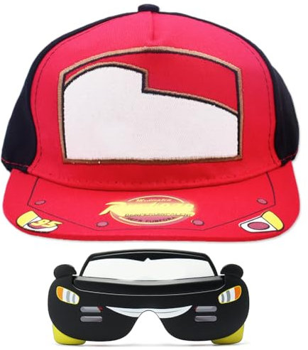 2 Stück Lightning Car Sommerhut,Schwarzer Lightning Car Baseballkappe Und Schwarze Sonnenbrille,Schwarze Car Cartoon Sonnenhut Baseball Cap,Verstellbarer Baumwolle Sonnenhut,Sommer Cap Für Kinder