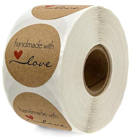 500 Stück Handmade Aufkleber Handmade with Love Handmade Label Selbstklebend Hand Made Etikette für Selbstgemachte Geschenke