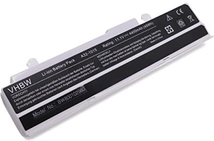 vhbw 1x Akku kompatibel mit Asus Eee PC EPC 1215 Notebook (4400 mAh, 11,1 V, Li-Ion) - weiß