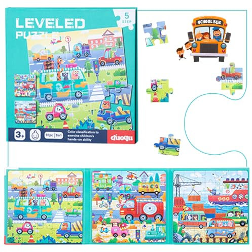 Shinybox Kinderpuzzle, Magnetische Puzzles für Kinder, Pädagogisches Spielzeug, Lernspielzeug für Kinder, Reisespiele Kinder, Spiele für Kinder im Auto, Flugzeug, Roadtrip, Reisespielzeug(Transport)