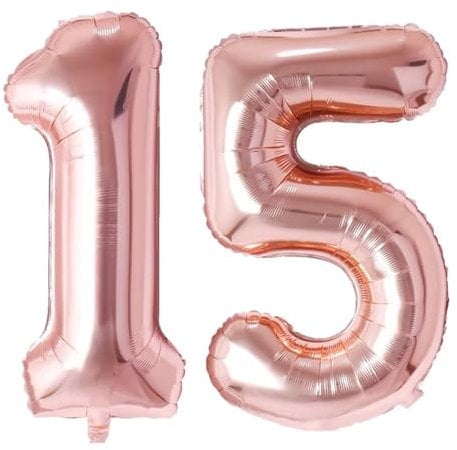 Vthoviwa 101 CM Compleanno Palloncini Numeri 15/51 Rosa Oro, Pallone 15/51. 0-90 Compleanno Numero Palloncini Foglio, Palloncino 15/51 Deco Festa Supporta Elio
