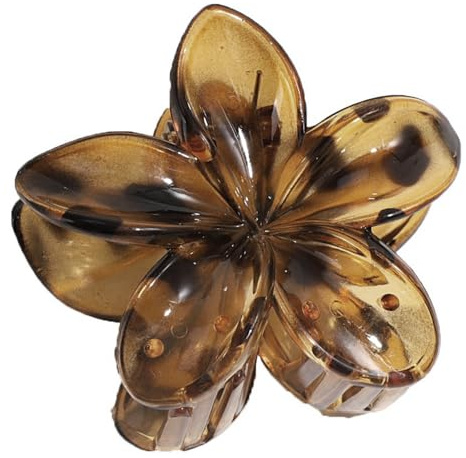 Lot de 6 barrettes à cheveux léopard Plumeria pour femme - Pinces à cheveux hawaïennes antidérapantes - Tenue forte - Accessoires de coiffure pour femme - Pour fête, plage, piscine, vacances - Jaune