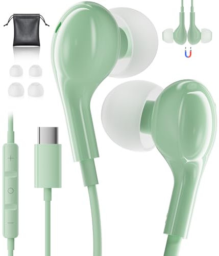 USB C Headphones for iPhone 16 Samsung Galaxy S24 S23 Ultra A54 A55 USB C Earphones Wired Type C Headphone with Mic HiFi USBC Headphones for iPhone 15 Pro iPad 10th Samsung S22 S23 FE A35 A16 Flip 6