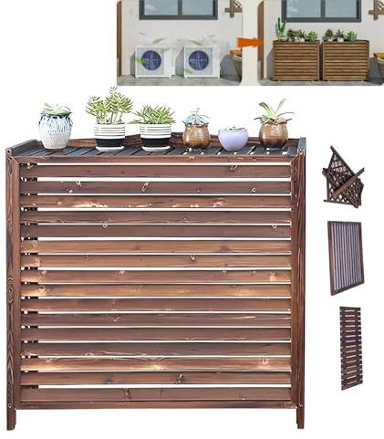 JwxSyllity Cache Climatiseur Support De Fleur Climatiseur en Bois Protection Climatiseur Exterieur Housse Clôtures D'écran De Confidentialité Facile À Installer pour Le Balcon du Jardin