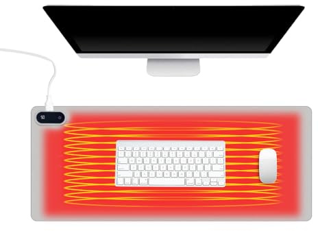 CJBIN Beheizte Schreibtischunterlage, 80X33cm Wasserdichter Beheiztes Mousepad, Beheizbare Schreibtischunterlage Leder mit Automatischer Abschaltung, Beheizbare Tischunterlage für Büro Zuhause (Grau)