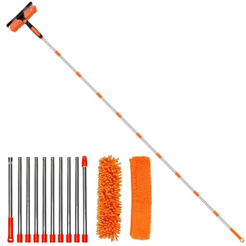 Sprema di finestra con 2 duster 2 in 1 kit di lavaggio della finestra da 180 ° Svelimento rotabile per pulizia della finestra con stenzione per detergente per finestre inosservabile in acciaio i