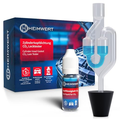 HEIMWERT Zylinderkopfdichtung Tester ohne Herumschrauberei - extrem günstiger und zuverlässiger Kühlmittel Dichtheitstest per Farbwechsel - co2 Tester Kühlwasser u. Zylinderkopf - KFZ u. Motorrad