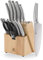 **Jeu de Couteaux de Cuisine Professionnels ZUNMARK - 13 Pièces** *Bloc en Bois d'Hévéa avec Aiguiseur Intégré • Lames Extra-Affûtées Lavables au Lave-Vaisselle*