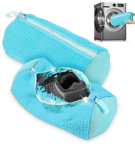 Sacchetto per Lavare Scarpe, Sacchetto Scarpe Lavatrice, Borsa per Lavaggio Scarpe Lavatrice, Rete Scarpe Lavatrice con Cerniera, Protegge Le Scarpe dai Danni (blu 2pcs)
