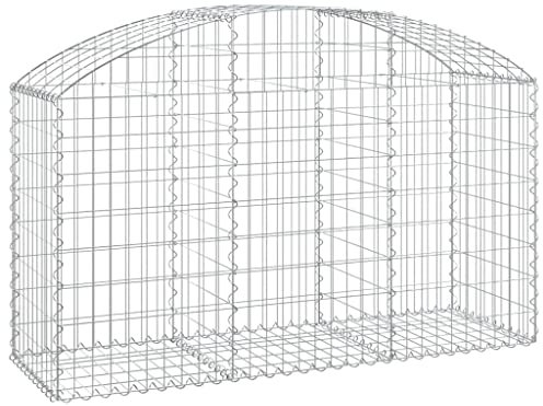 puraday Panier gabion 150 x 50 x 80/100 cm en fer galvanisé - Barrière de jardin - Décoration insonorisante - Décoration en plein air - arrière-cour - Mur de gabion renforcé