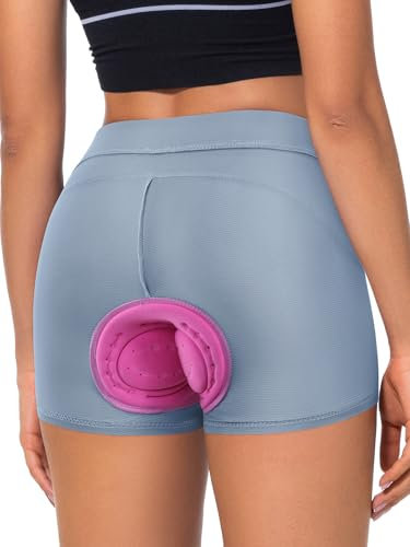 BERGRISAR Fahrradunterhose Radunterhose für Damen Gepolstert Fahrradhose Radlerhose mit 4D Sitzpolster Atmungsaktive Stoßfeste Hellblau M
