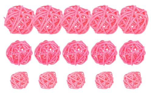 Garneck 15St Rattan-Kugel aus Weidengeflecht künstlich Rattankugeln Zweig Bausatz weihnachtsdeko Dekoration Weihnachten Rattankugel für den Garten Rattankugel für zu Hause Hölzern Rosa