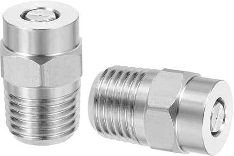 sourcing map 2Pcs Pressure Washer Nozzle, Stainless Steel Thread Nozzles Tips, Universal Replacement for Undercarriage Cleaner Water Broom, 1/4 Inch NPT Male, 25 Degree 025 Orifice