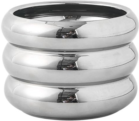 AZIDWERYQ Ceramic Plant Pot Indoor, 4.7 Inch Silver Small Bubble Porcelain with Drainage Holes, Unique Boho Flower Pots for Home Garden Office Desktop Decoration, Silver
