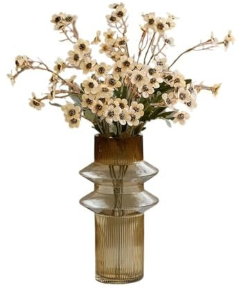 WANGHAI-666 Flores Artificiales Jarrón de Cristal con ciruelas, Flores Artificiales, arreglo Floral de simulación, decoración de Mesa for salón Interior. Flores Falsas