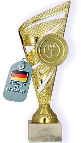 Larius Coppa (23 cm, 278 g) – Trofeo personalizzato con base in pietra – Ideale per tornei, calcio, compleanni per bambini, squadre e premi – M1 (senza testo desiderato, oro)